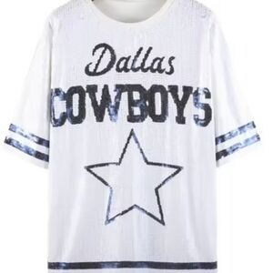 Dallas Cowboys Kids Sequin Shirt - White and Blue
